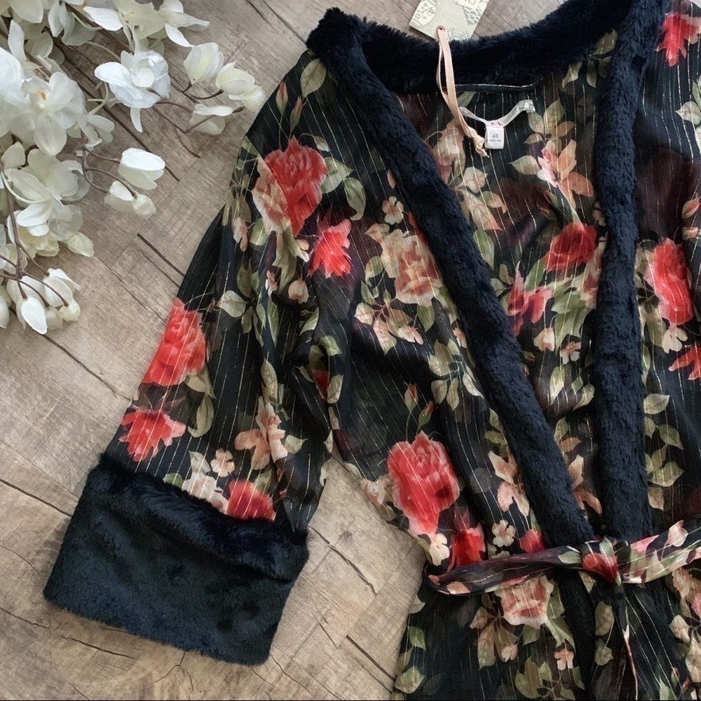 Chelsea & Violet Sheer Black Floral Coverlet - Picture 3 of 8